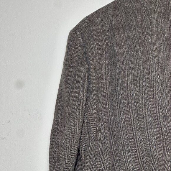 VTG Cricketeer Wool Blazer Sport Coat Jacket Men 46 Herringbone Brown 90s Prep - Picture 16 of 16